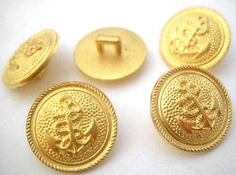 B2909 18mm Gold Gidled Poly Shank Button with an Anchor Design