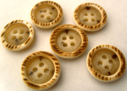 B3026 15mm Beige, Naturals and Brown Matt Centre 4 Hole Button - Ribbonmoon