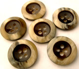 B3027 19mm Dark Browns and Naturals High Gloss 4 Hole Button - Ribbonmoon