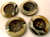 B3034 23mm Dark Brown and Naturals High Gloss 4 Hole Button - Ribbonmoon