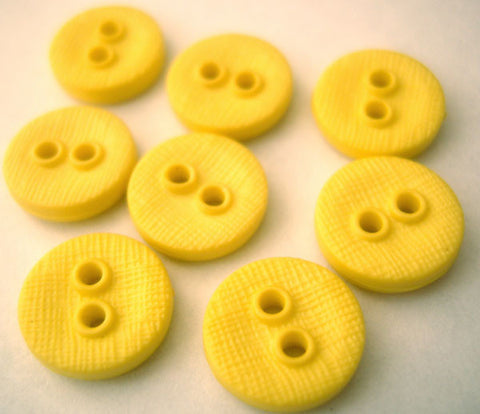 B3036 11mm Lemon Lightly Textured Linen Effect 2 Hole Button - Ribbonmoon