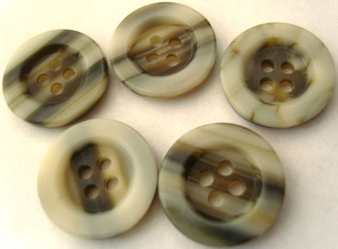 B3048 19mm Browns and Naturals Marble Effect Gloss 4 Hole Button - Ribbonmoon