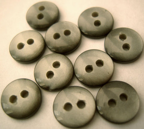 B3059 10mm Deep Grey Lightly Domed Polyester 2 Hole Button - Ribbonmoon