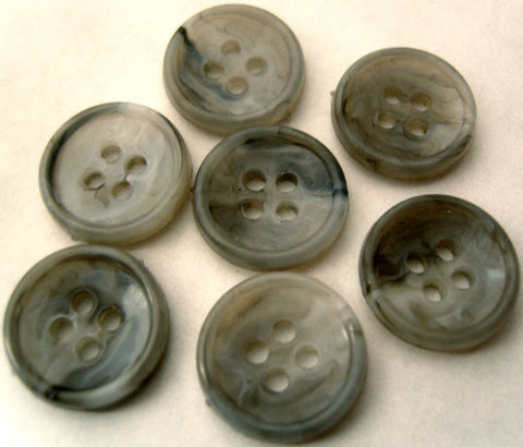 B3074 14mm Mixed Grey Gloss Nylon 4 Hole Button - Ribbonmoon