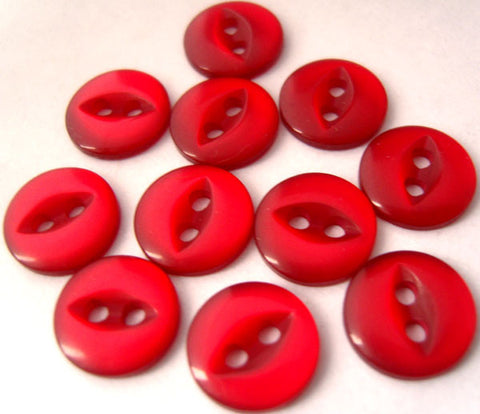 B3143 11mm Scarlet Berry Red 2 Hole Polyester Fish Eye Button - Ribbonmoon