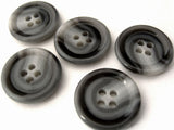 B3146 21mm Greys Gloss Horn Effect 4 Hole Button - Ribbonmoon