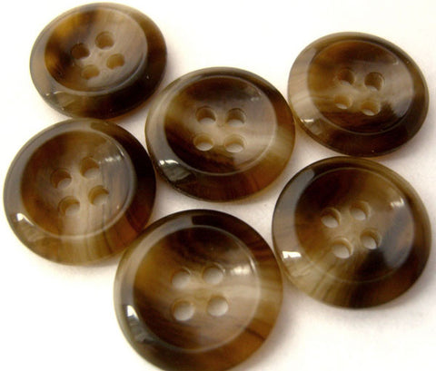 B3148 15mm Browns and Beige's Gloss 4 Hole Button - Ribbonmoon