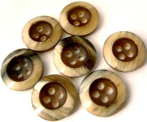 B3153 15mm Browns and Naturals Marble Effect Rim 4 Hole Button - Ribbonmoon