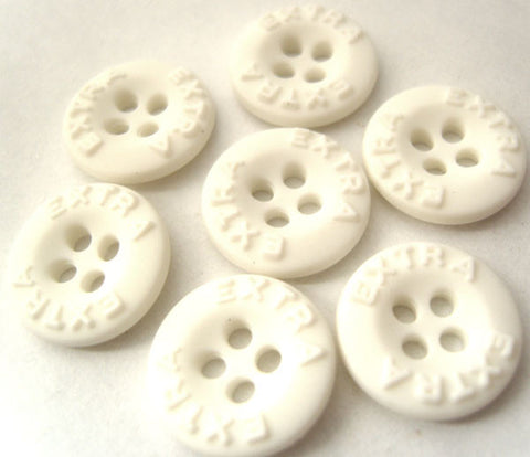 B3168 15mm White Matt 4 Hole Button, Lettered Rim "EXTRA" - Ribbonmoon