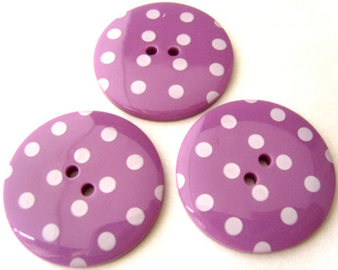 B3194 34mm Pale Purple Glossy Polka Dot 2 Hole Button - Ribbonmoon