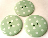 B3196 34mm Pale Aqua Glossy Polka Dot 2 Hole Button - Ribbonmoon