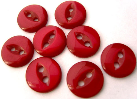 B4071 11mm Cardinal Red 2 Hole Polyester Fish Eye Button - Ribbonmoon