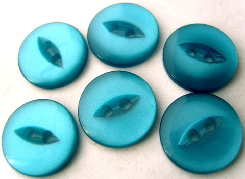 B4075 14mm Peacock Blue 2 Hole Polyester Fish Eye Button - Ribbonmoon