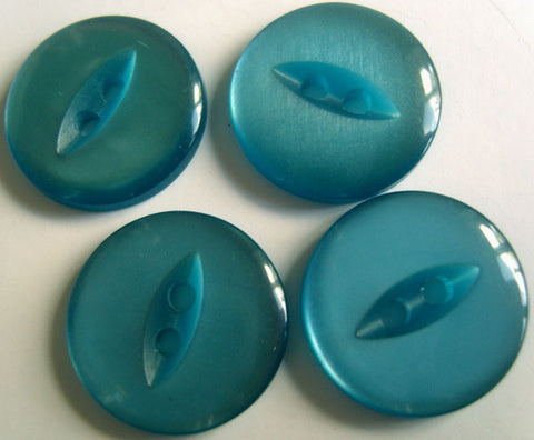 B4077 19mm Peacock Blue 2 Hole Polyester Fish Eye Button - Ribbonmoon