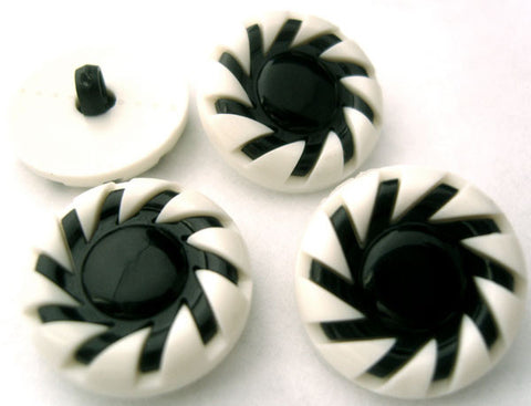 B13027 21mm Black and White Gloss Shank Button