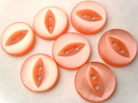 B4117 14mm Pale Coral Pink 2 Hole Polyester Fish Eye Button - Ribbonmoon