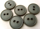 B4256 15mm Mid Blue Grey Matt Centre 2 Hole Button - Ribbonmoon