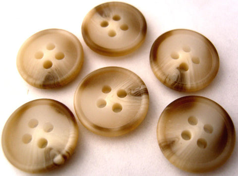 B4285 15mm Brown, Beiges and Natural Aaran Bone Sheen 4 Hole Button - Ribbonmoon