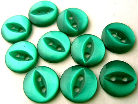 B4359 11mm Bright Jade Green 2 Hole Polyester Fish Eye Button - Ribbonmoon