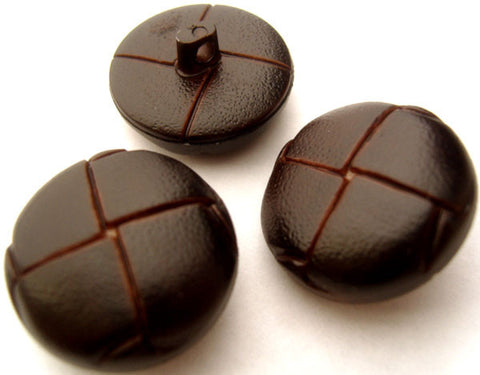 B4528 25mm Dark Brown Leather Effect "Football" Shank Button - Ribbonmoon