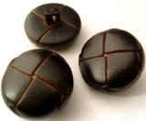 B4529 22mm Dark Brown Leather Effect "Football" Shank Button - Ribbonmoon