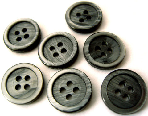 B4608 15mm Black and Shimmery Tonal Grey 4 Hole Button - Ribbonmoon