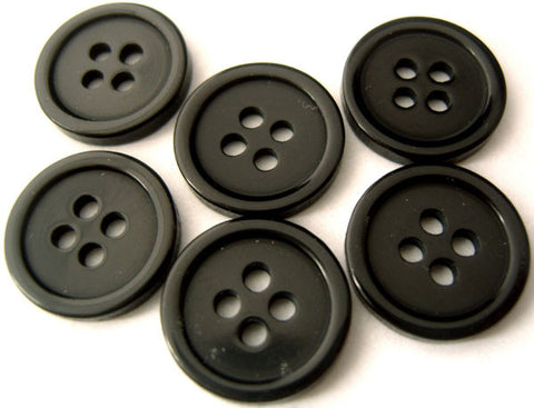 B4640 15mm Black High Gloss 4 Hole Button - Ribbonmoon