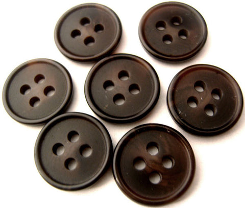 B4658 15mm Tonal Dark Brown Soft Sheen 4 Hole Button - Ribbonmoon