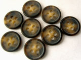 B4697 13mm Dark Brown and Sand Bone Sheen 4 Hole Button - Ribbonmoon