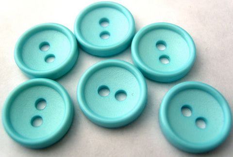 B4755 14mm Bright Turquoise Blue Matt Centre 2 Hole Button - Ribbonmoon