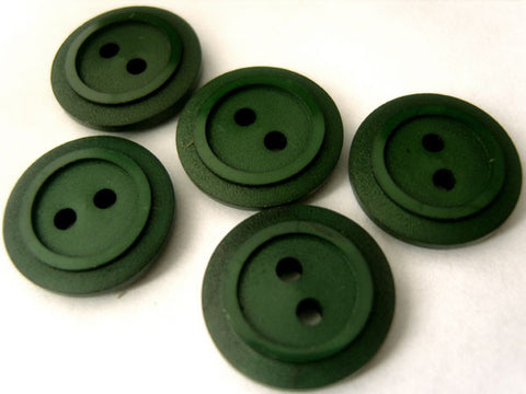 B4774 16mm Deep Bottle Green Matt 2 Hole Button, Gloss Raised Ring - Ribbonmoon