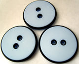 B4841 34mm Powder Blue and Black Matt 2 Hole Button - Ribbonmoon