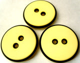 B4846 34mm Pale Primrose and Black Matt 2 Hole Button - Ribbonmoon