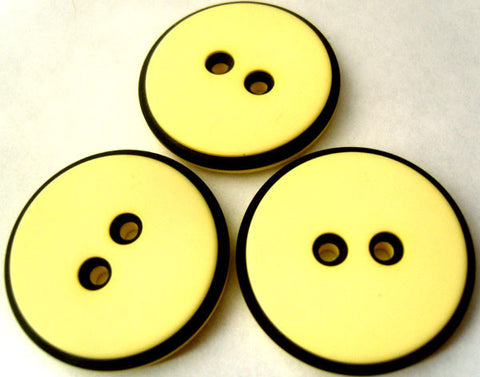 B4846 34mm Pale Primrose and Black Matt 2 Hole Button - Ribbonmoon