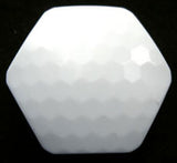 B6167 28mm White Hexagonal Honeycomb Gloss Shank Button - Ribbonmoon