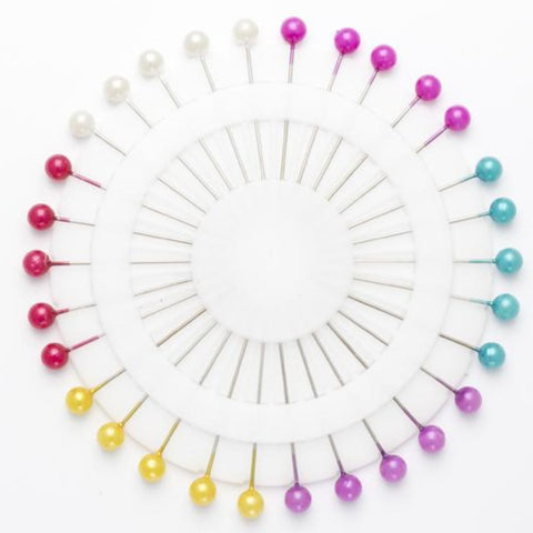 PIN15 46mm Long Pearl Head Pin Wheel. 30 Pieces, 6 Colours.