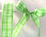 R0090 25mm Lime Green Polyester Gingham Check Ribbon by Berisfords - Ribbonmoon