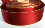 R0268 36mm Deep Rust Double Faced Satin Ribbon, Metallic Gold Edge - Ribbonmoon