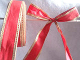 R0457 32mm Red and Gold Tough Stitchable Paper Based Fabric Ribbon - Ribbonmoon