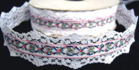 R0509 31mm Cotton Ribbon over a Linen Cotten Lace - Ribbonmoon