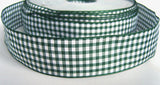 R0607 25mm Green Polyester Gingham Ribbon by Berisfords - Ribbonmoon