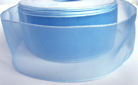 R0643 42mm Cornfower Blue Water Resistant Sheer Ribbon - Ribbonmoon