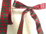 R1031 24mm Scarlet Berry and Green Metallic Check Ribbon - Ribbonmoon