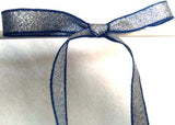 R1077 13mm Silver and Navy Shot Lame Ribbon - Ribbonmoon