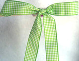 R1082 16mm Lime Green and White Gingham Ribbon - Ribbonmoon