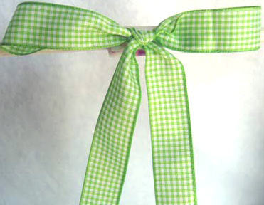 R1082 16mm Lime Green and White Gingham Ribbon - Ribbonmoon