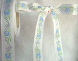 R1109 22mm White Satin Ribbon with a Flowery Print - Ribbonmoon