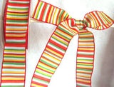 R1117 30mm Mixed Colour Banded Ribbon with Red Borders - Ribbonmoon