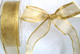 R1230 25mm Pale Gold Metallic Mesh Ribbon with Wire Edges - Ribbonmoon