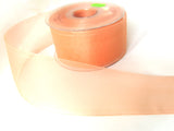 R1257 50mm Apricot Sheer Ribbon with Monofil Borders